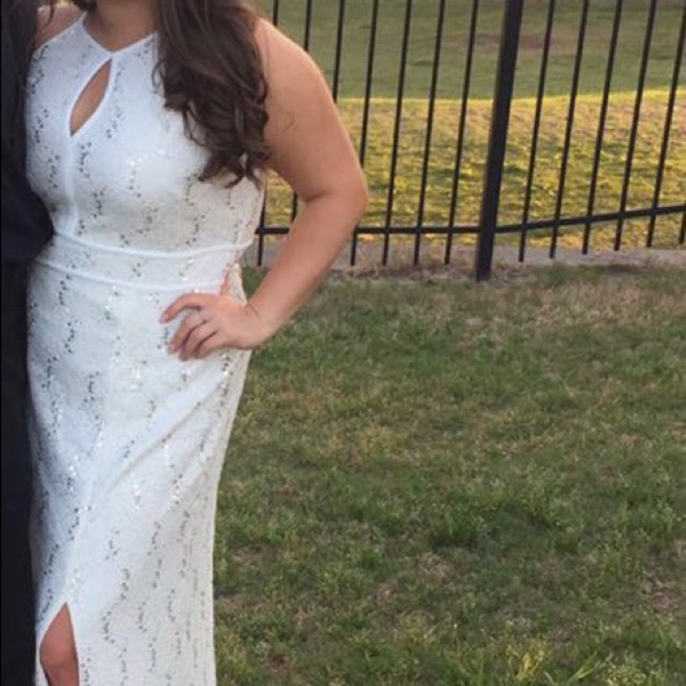 white and gold formal dress